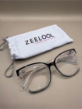 Zeelool Clear and Black Cat-Eye Glasses Frame, Unknown prescription